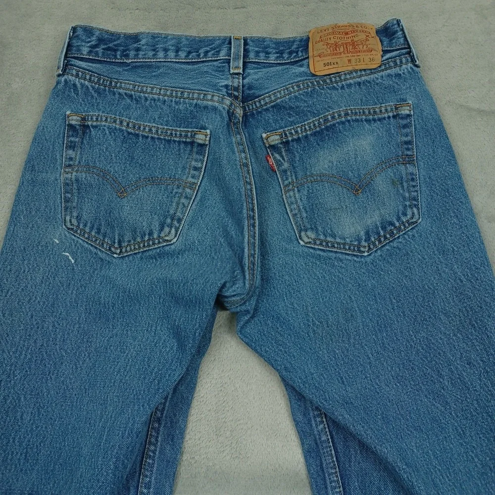 Vintage Levis 501xx Jeans‎ Mens 30x33 Blue Denim 501-0000 Distressed Button Fly